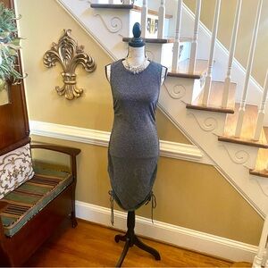 Love Tree metallic gunmetal shimmer rouched dress